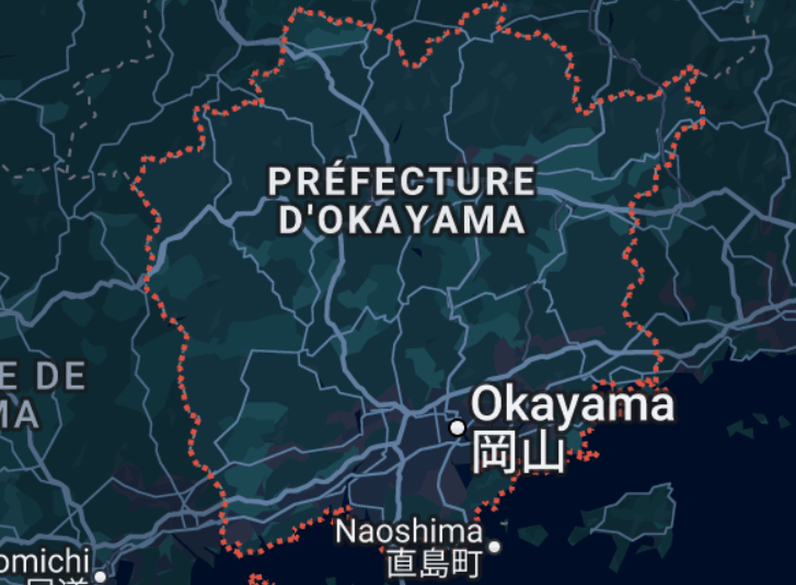 Préfecture d'Okayama map.